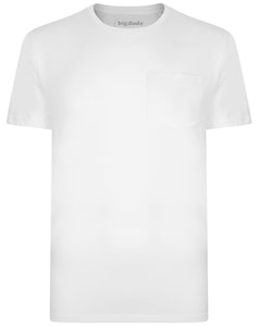 Bigdude Plain Crew Neck T-Shirt With Pocket White