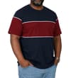 Thumbnail Front view of navy and burgundy colour block T-shirt.