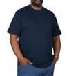 Thumbnail Model wearing a navy short sleeve henley T-shirt.