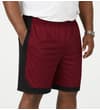 Thumbnail Burgundy gym shorts with black side panels, worn front view.