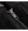 Thumbnail Close-up of black jeans zip fly and metal zipper.