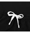 Thumbnail Close-up of white drawstring on black sweatpants waist.
