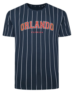 Bigdude Orlando Pin Stripe T-Shirt Navy/White