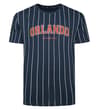 Thumbnail Bigdude Orlando navy pin stripe T-shirt, flat front view.