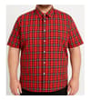 Thumbnail Model wearing the red and black checked shirt, front view.