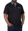 Thumbnail Black polo worn by model, showing front fit and short sleeves.