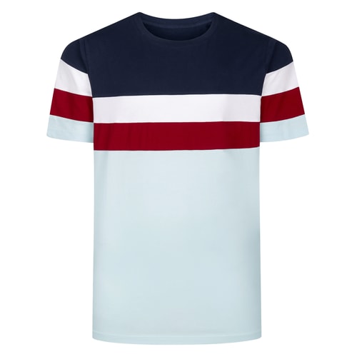Bigdude Striped Colour Block T-Shirt Baby Blue
