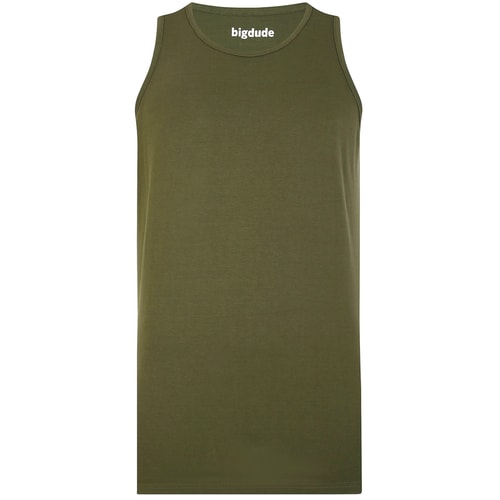 Olive plain tank top, front view.