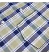 Thumbnail Close-up of chest pocket on cream check shirt.