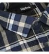 Thumbnail Close-up of the collar and top buttons on the check overshirt.