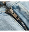 Thumbnail Light blue jeans zip fly close-up.