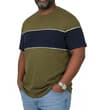 Thumbnail Khaki and navy colour block T-shirt worn from front.