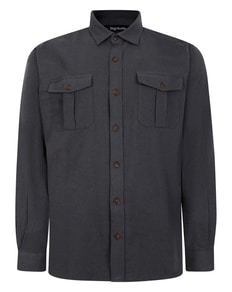 Bigdude Plain Flannel Long Sleeve Shirt Charcoal Tall