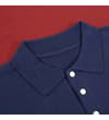 Thumbnail Close-up of navy collar and white button placket.