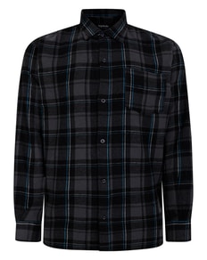 Bigdude Checked Flannel Long Sleeve Shirt Charcoal/Blue