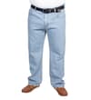 Thumbnail Alternate front view of light blue straight leg jeans worn.