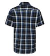 Thumbnail Back view of black and blue short sleeve check shirt.