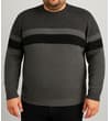 Thumbnail Charcoal marl knitted sweatshirt worn from the front.