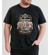 Thumbnail Black acid wash T-shirt with large denim print, front view.