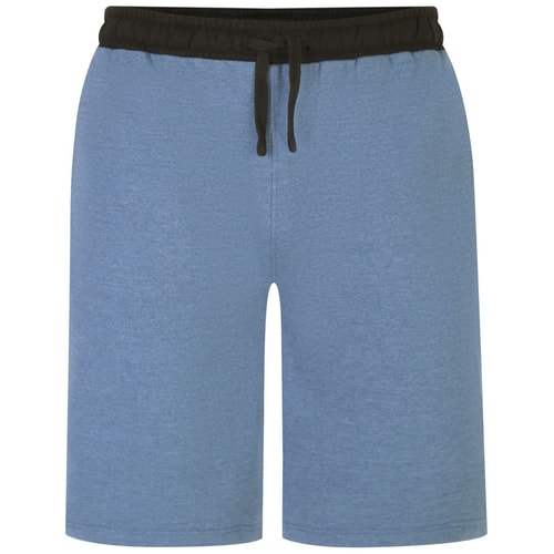 Blue contrast sweat shorts, front view.