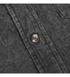 Thumbnail Close-up of button placket on charcoal denim shirt.