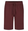 Thumbnail Front view of burgundy pyjama shorts with drawstring.