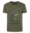 Thumbnail Dark khaki T-shirt with large camping graphic on front.