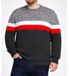 Thumbnail Model wearing charcoal colour block knitted sweatshirt.