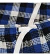Thumbnail Blue check PJ pants waist close-up with white drawstring.