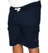 Thumbnail Angled view of navy cargo shorts worn on model.