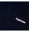 Thumbnail Close-up of the navy crew neck collar with Bigdude label.