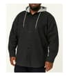 Thumbnail Charcoal hooded overshirt worn on model, angled front view.