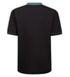 Thumbnail Back view of black polo with patterned collar and cuff trim.
