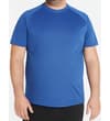 Thumbnail Model wearing deep blue raglan crew neck T-shirt.