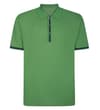 Thumbnail Front view of deep green polo shirt with striped placket.