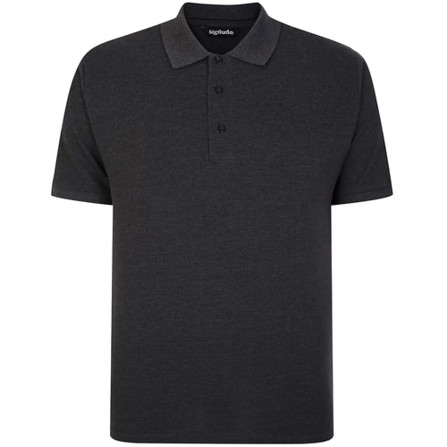 Dark charcoal polo shirt, front view.