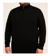 Thumbnail Black half zip knitted sweatshirt worn from the front.