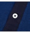 Thumbnail Close-up of navy placket with white button on blue fabric.