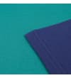 Thumbnail Close-up of teal and navy panel seam on T-shirt.