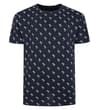 Thumbnail Front view of navy T-shirt with white palm tree print.