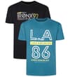 Thumbnail Petrol LA print and black Bronx print T-shirt twin pack.