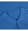 Thumbnail Close-up of dusty blue polo collar and button placket.