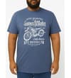 Thumbnail Model wearing the denim marl motorcycle print T-shirt.
