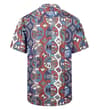 Thumbnail Back view of burgundy short sleeve shirt with geometric print.