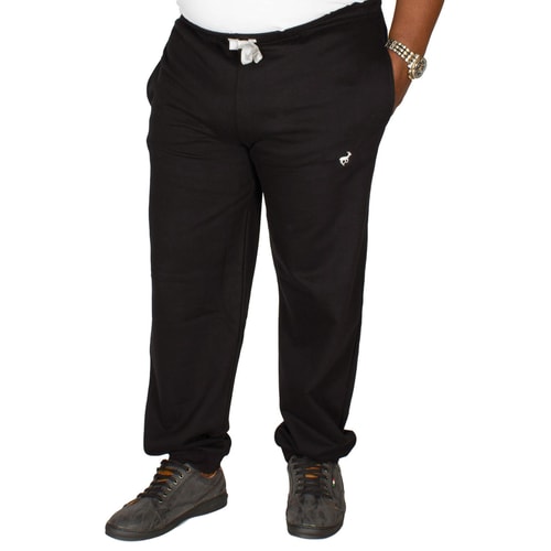 Black sweatpants front view styled with hand in pocket.