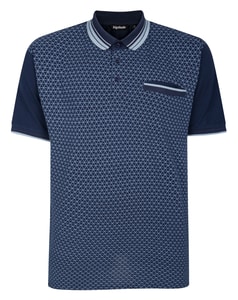 Bigdude Geometric AOP Colour Block Polo Shirt Navy