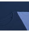 Thumbnail Close-up of crew neck and blue colour block panel.