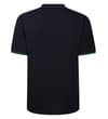 Thumbnail Navy polo shirt with tipped collar and sleeve cuffs, back.