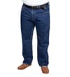 Thumbnail Front view of blue denim jeans worn with a belt.
