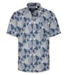 Thumbnail Front view of teal geometric short sleeve shirt with pocket.